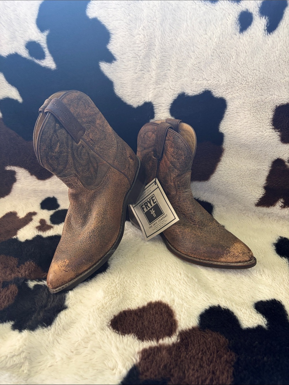 Frye Distressed Brown Leather Western Boots
